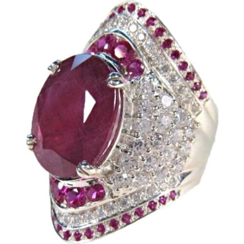 Luxury Inlaid Red Crystal Zircon Ring for Women Euramerican Exaggerated Full AAA Zircon Engagement Wedding Ring Jewelry Gifts