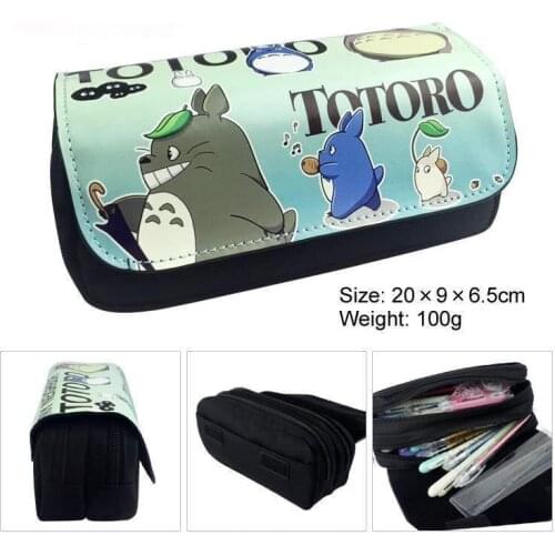 My Neighbor Totoro Cartoon Wallet Pencil Case Cartoon Large-capacity Double-layer Zipper Pencil Case Student Stationery Bag