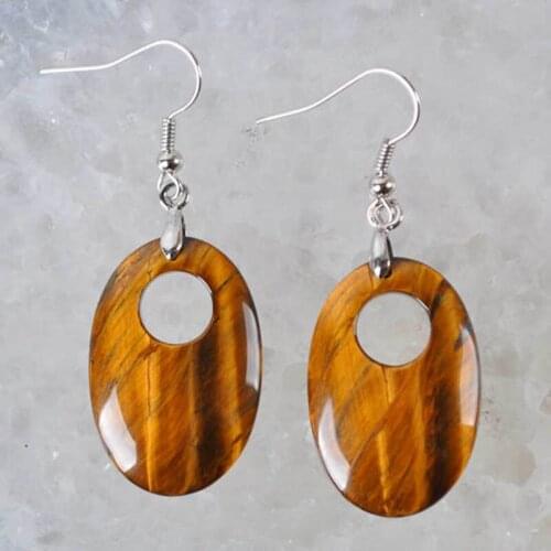 Tigereye Beads Gem Dangle Earrings Jewelry WT202