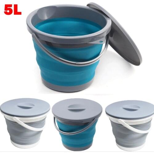 5L Foldable Portable Round Outdoor Bucket Car Wash Fishing Bait Camping Buckets Kitchen Bathroom Accessories