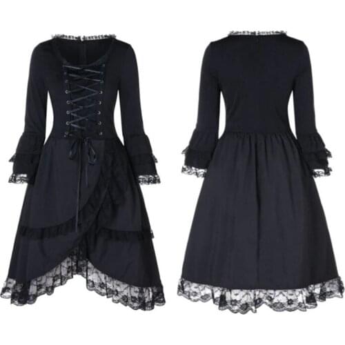 Medieval Woman Vintage Dress Long Sleeve Victorian Gothic Princess Vestido Halloween Long Sleeve Lace Renaissance Dresses