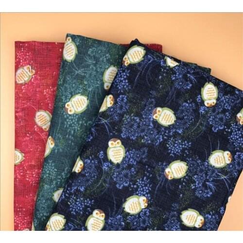 Night Owl pattern linen cotton printed fabric for decorative cloth/sofa/luggage/curtains