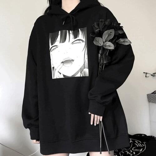 Women fleece hoodie sweatshirts winter japanese fashion 2020 oversize ladies pullovers warm pocket hooded jacket