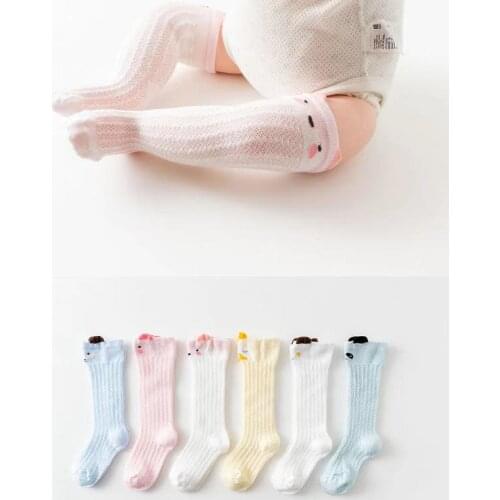 Ready Stock Infant Baby Socks boys Girls Long Socks Knee Cotton Mesh Cute Newborn Boy Toddler Socks Baby Clothes Accessories
