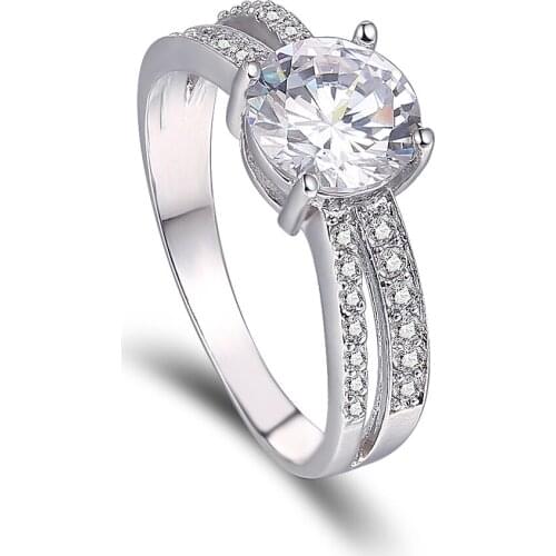 VANFI Jewelry Silver Plated Ring With AAA Cubic Zircon White Anniversary Wedding Ring For Womens Rings Size 5 6 7 8 9 10