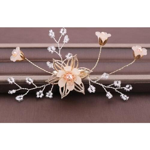 Bride Jewelry Imitation Pearl Flower Hair Clip Set Hairpin Earrings Children\s Show Headwear Bridal Wedding Headdress EA