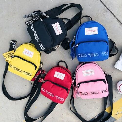 Women Casual Canvas Backpack For Child Mini Small Backpack Letter Printed Student Shoulder Crossbody Bag Cute Small Schoolbag