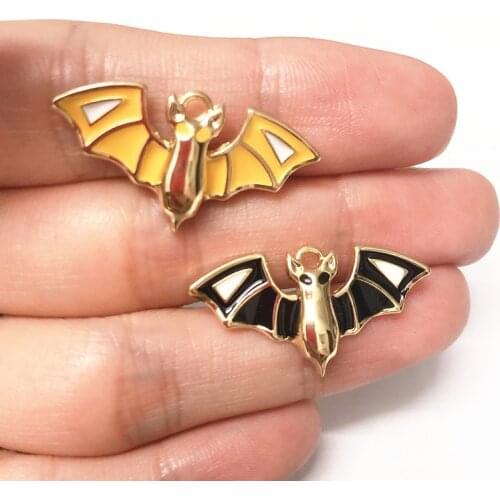 10pcs/pack bat Enamel Charms Metal Golden Pendants Earring DIY Fashion Jewelry Accessories 28*15mm