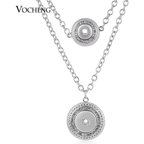 18mm and 12mm Vocheng Interchangeable Snap Button Jewelry Double Chain Round Pendant Necklace NN-503