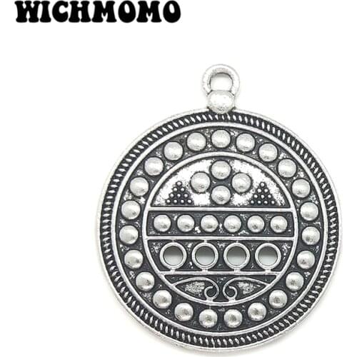 2019 New Fashion 46mm 2pieces/bag Zinc Alloy Four Hole Big Round Charms Pendant for Earring Necklace Jewelry Accessories