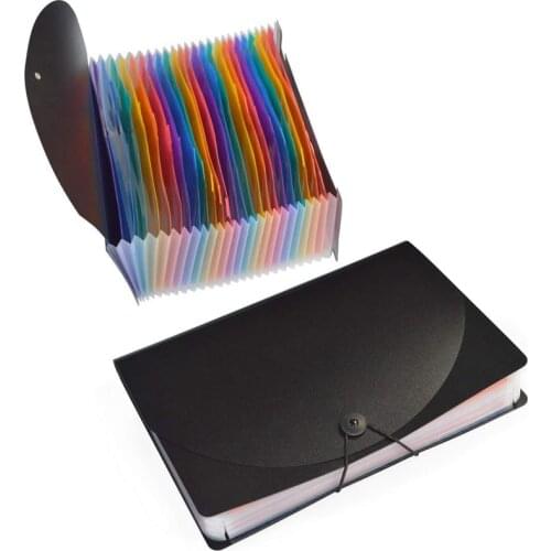 24 Pocket Extended File Folder With Lid, Qefuna A4 Letter Size Expandable File Storage Box With Lid, Can Carry Rainbow File Fold