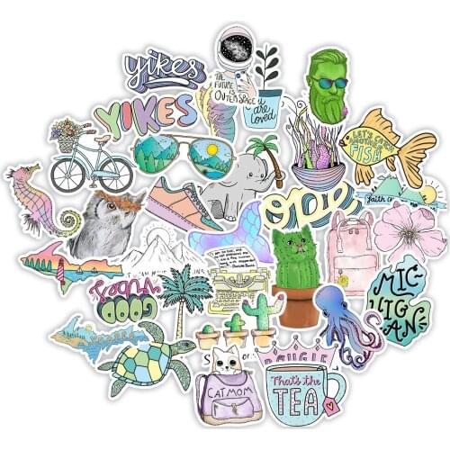 50pcs/lot casual aesthetic style mobile phone decorative stickers waterproof and repeatable stickers