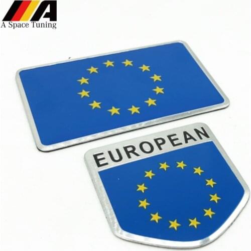 Car Styling European Union Flag Auto Sticker Emblem Badge For Renault BMW VW Audi Citroen Jaguar Skoda Opel Yamaha Honda