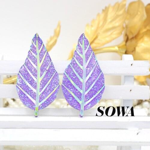 Free Shipping New DIY 10PCS Size26*52mm Purple AB Leaves Resin Flatback Scrapbooking for phone/wedding/craft PICK