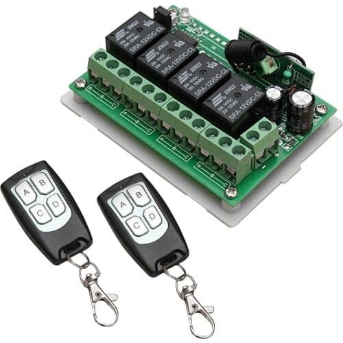 Controller DC 12V 4CH Channel 433Mhz Wireless Remote Control Switch Garage Gate Window Curtain Roll-up Door Wireless Controller