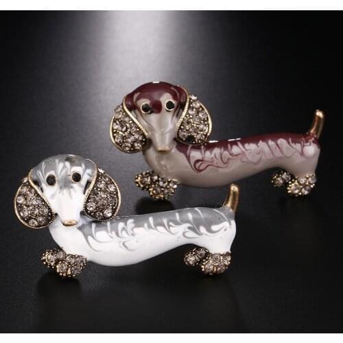 2019 Cute Unisex Brooch Pin Dachshund Dog Rhinestone Inlaid Brooch Pin Animal Shape Lapel Breastpin Womans accesories