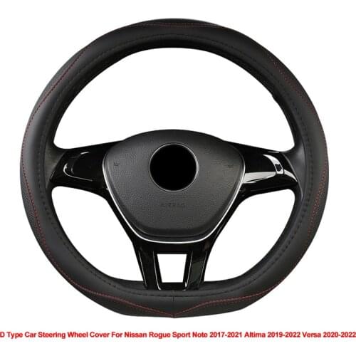 D Type Car Steering Wheel Cover Wrap For Nissan Rogue Sport 2017-2022 Note 2016- 2021 Altima 2019-2022 Versa 2020-2022 D Shape