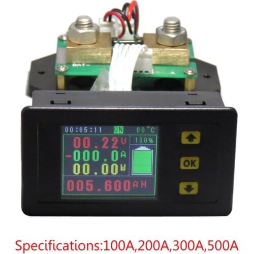 DC 120v 100A 200A 500A LCD Combo Meter Voltage current KWh Watt Meter 12v 24v 48v 96V Battery Capacity Power monitoring