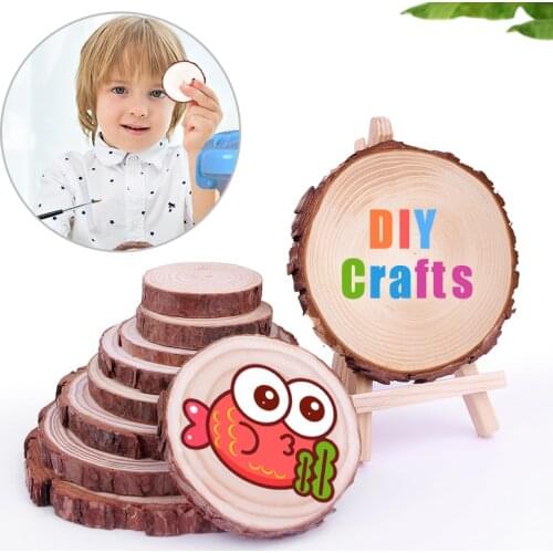3-11cm Natural Pine Round Unfinished Wood Slices Circles With Tree Bark Log Discs DIY Crafts Wedding Party Painting Decor