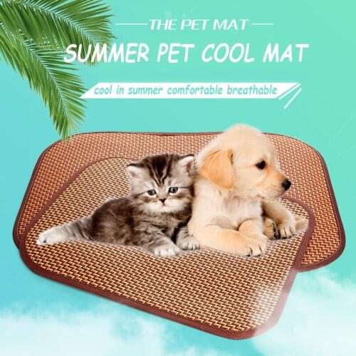 Dog Canine Pet Bed Cooler Mat Pad Cool Pet Cooling Pad Cushion Summer Cooling Bed Rattan Weave Mat Soft Cool Dog Car House Mat