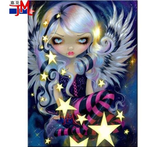 Angle Diamond Painting Cross Stitch Full Square Round Drill Diy Diamond Mosaic Cartoon Fairy Girl Star Diamond Embroidery Sale