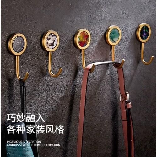 Nordic Shell Brass Hook Pastoral Perforation-Free Household Bathroom Kitchen Corridor Wall Hanging Coat Hooks Door Back Hook