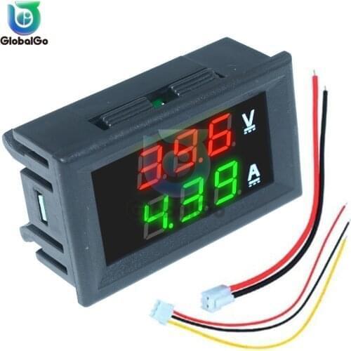Mini Digital Voltmeter Ammeter DC100V 10A Panel Amp Volt Voltage Current Meter Tester Blue Red Dual LED Display Voltmeter Tool