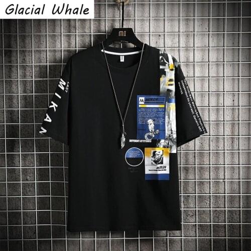 GlacialWhale Mens T-shirt Men 2021 Summer Hip Hop Graffiti Print T-shirts Streetwear Harajuku Black Oversized T Shirt For Men