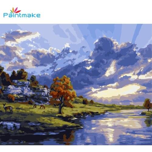 Paintmake Landscape DIY Paint By Numbers Oil Hand Painted On Canvas Home Decoration Painting Art Picture For Kids Adult