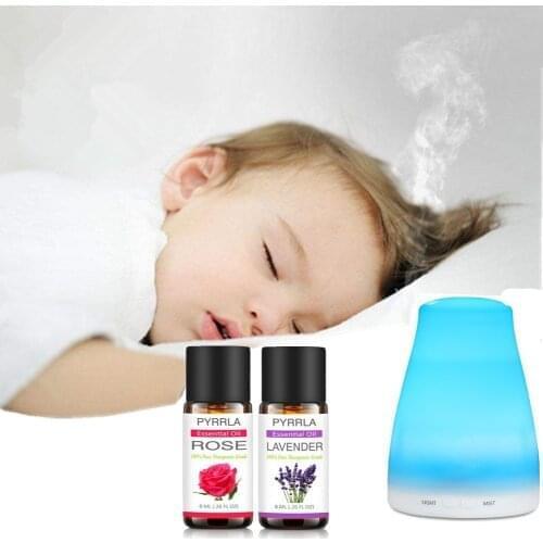 Pyrrla 8ml 10pcs Pure Essential Oil Set with Gift Box Humidifier Diffuser Tea Tree Rose Lavender Frankincense Aromatherapy Oil