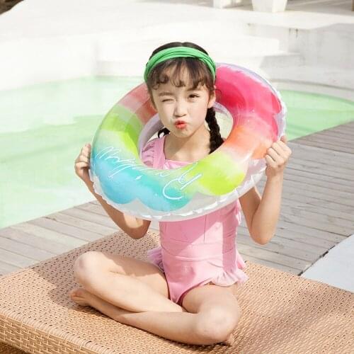 Inflatable Colorful Swimming Ring Safe Pool Float Summer Outdoor Activitives Beach Party Colorful Kids Swimming Circle