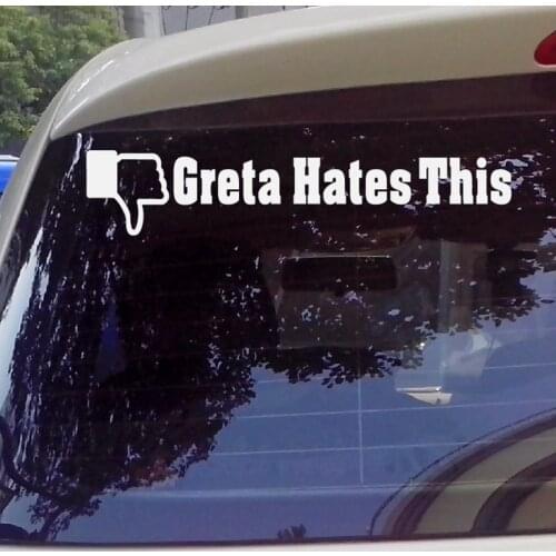 Short Sentence Greta Hates This Waterproof Reflective Funny Text Car Sticker