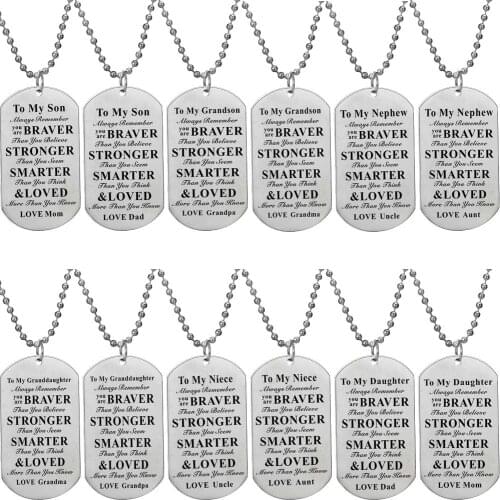 To My Son Daughter Grandson Granddaughter Nephew Niece Stainless Steel Pendant Beaded Necklace Inspirational Gift Family Jewelry