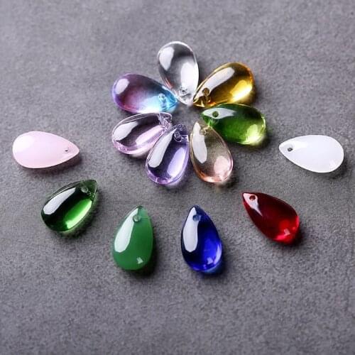 200pcs/bag 8*14MM Coloured Glaze Beads, Teardrop Shape Crystal Lampwork Glass Beads DIY Necklace Bracelet Earring Pendant Charms