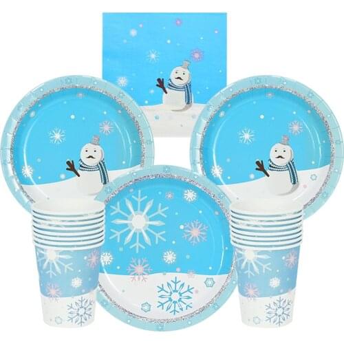 Christmas Tableware Decorations Wedding Party Disposable Tableware Set Cups Plates Napkins Childrens Birthday Party Supplies