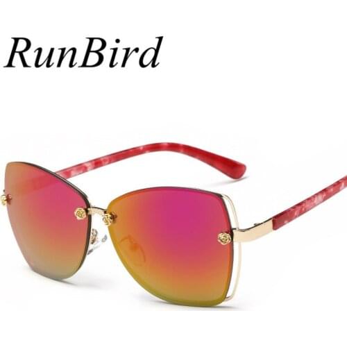 RunBird 2018 New Style Fashion Leopard Brand Designer Cat Eye Sunglasses Women Sexy Lady Luxury Rose Coating Ocous De Sol R004