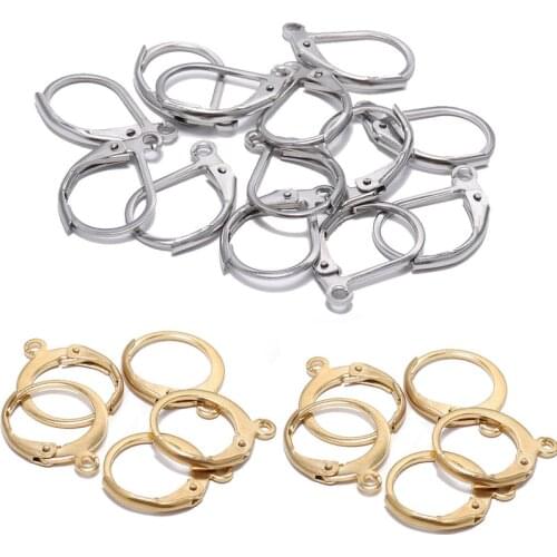 20pcs/lot Stainless Steel Earrings gold Tone Findings French Earring Hooks Wire Settings Women DIY Jewelry Making Accessories