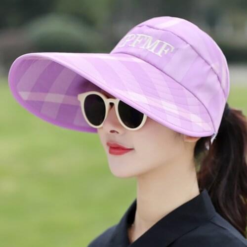 Hot Sale Summer Sun Hat For Women Visors Hat Fishing Fisher Beach Hat UV Protection Cap Casual Caps Ponytail Wide Brim Hat