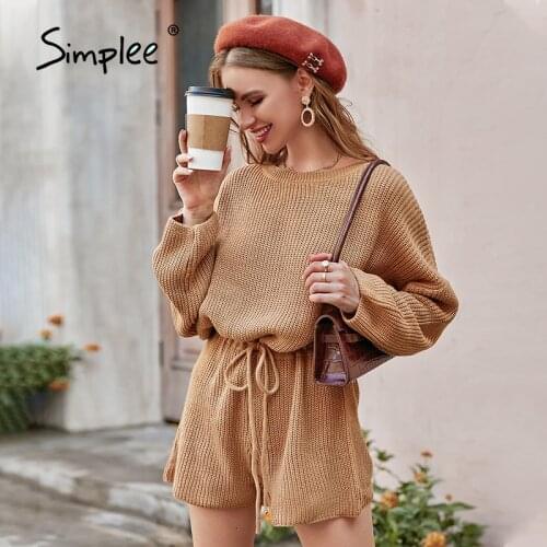 Simplee Casual o-neck hollow out bat sleeves lace up knitted women romper Office drop sleeve romper Elastic waist female overall
