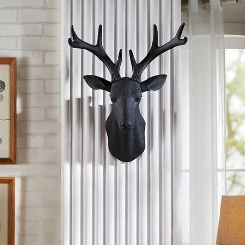 Modern art deer head wall mounted mini animal head sculpture plastic imitation taxidermy wall decoration living room wall decora