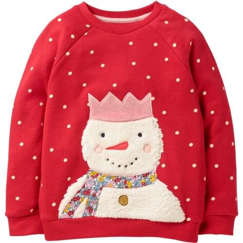 Jumping Meters Girls Sweater Snowman Warm Baby Girls shirt Kids Long Sleeve Tops 100% Cotton 2018 Brand Winter Girls Clothing