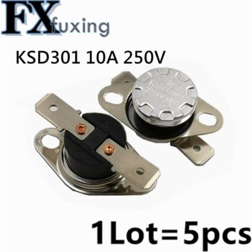 5pcs/lot KSD301 5 degrees Celsius 10 C Normal Close NC Temperature Controlled Switch Thermostat 250V 5C 10A 15C 20C 25C 30C 35C
