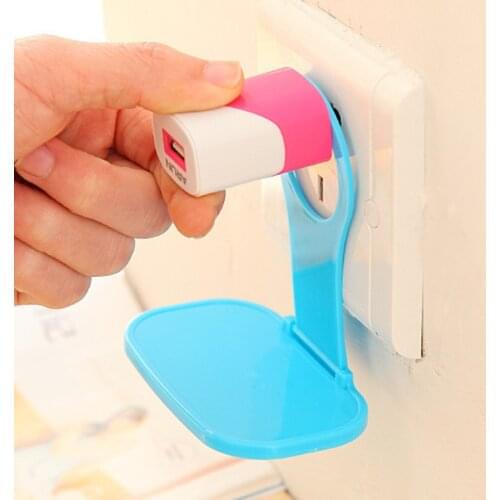 Universal Folding Mobile Folding Cell Phone Holder Wall Charger Hanger Charging Rack Shelf Mobile Phone Charging Holder Random