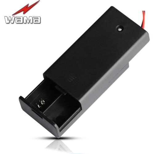 2-Slot 3V AA Battery Charging Box with Cap Clip Wire Length 120mm 2 Slots Storage Holder Case for Toys With Bronze Wire Lead