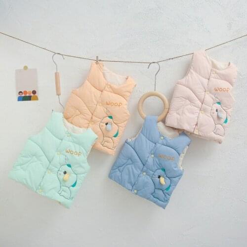 Winter New Boys Infant Cotton Girls Cute Cartoon Puppy Stitching Vest