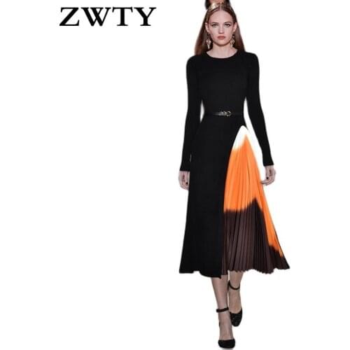 Модные вязаные платья ZWTY China At AliExpress