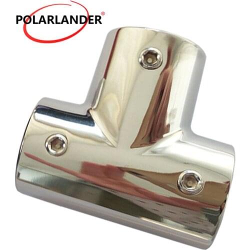 1 PC 1'' 25mm 3 WAY 90 Degree Tee Tube Rail Fittings Tube Stainless Steel Hardware for Boat Marine Yacht