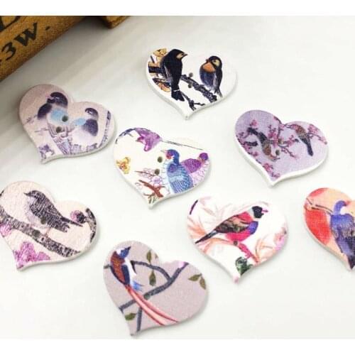 New 50/100pcs Heart Wood Buttons 25mm Sewing Craft Mix Lots Wholesales WB575