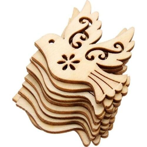 Hot 10pcs Cut Wood Scrapbooking Unfinished Peace Pigeon Embellishment Wooden Birds Handcrafts Party Wedding Decoration