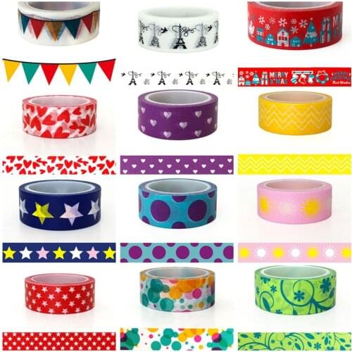 2M/5M*15MM Washi Tape Japanese Paper DIY Planner Masking Tape Adhesive Tape Stickers Decorative Stationery Tapes Office Supplies